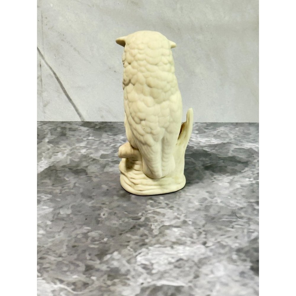 Vintage Cybis Baby Snowy Owl on Perch Porcelain Figurine c1980 - Picture 4 of 7